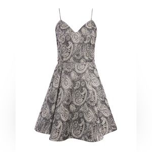Alice + Olivia Anette Metallic Party Dress in Silver
